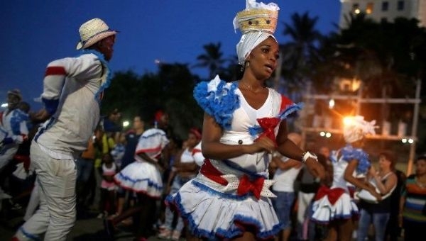 A Cuban carnival group performs in Havana.